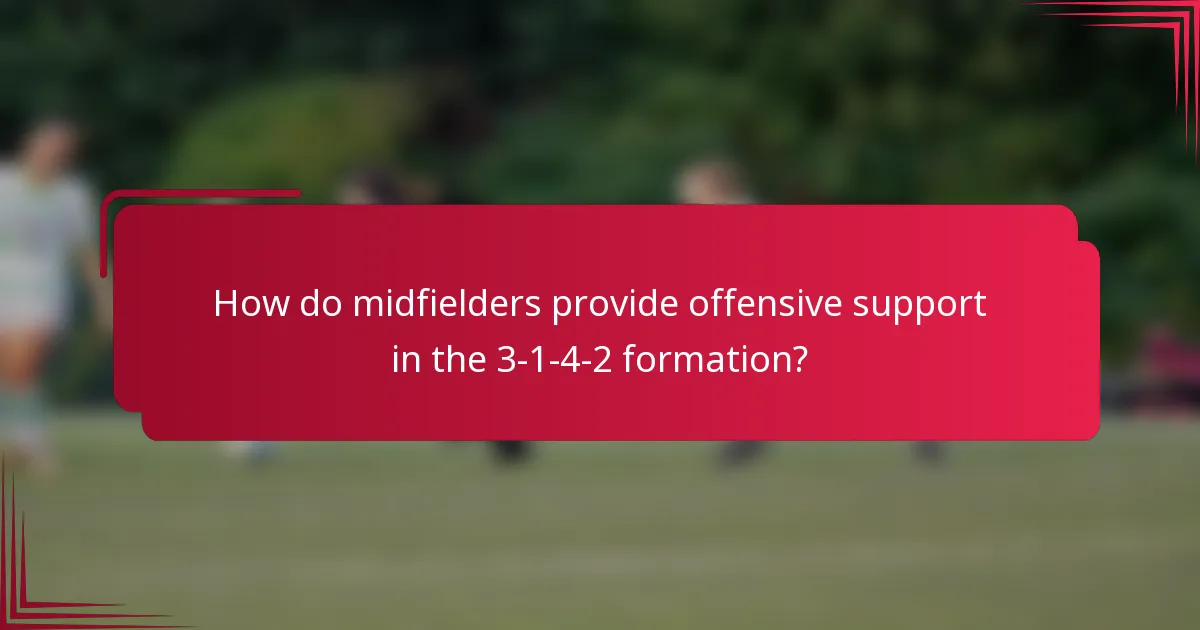 How do midfielders provide offensive support in the 3-1-4-2 formation?