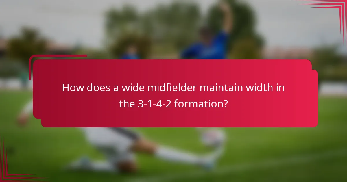 How does a wide midfielder maintain width in the 3-1-4-2 formation?