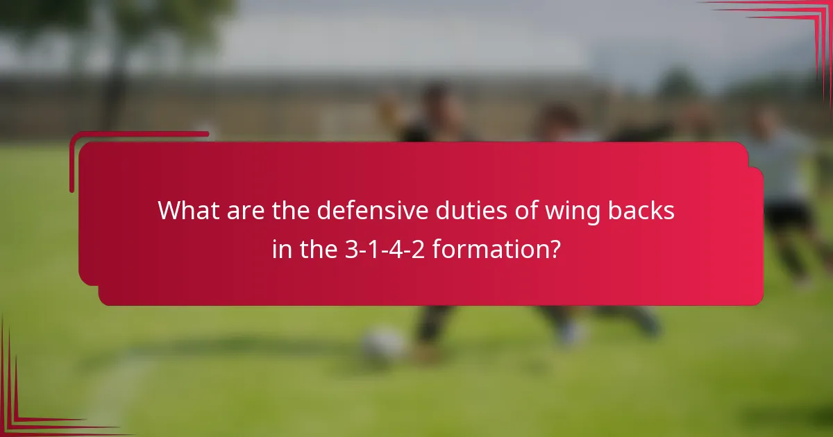 What are the defensive duties of wing backs in the 3-1-4-2 formation?