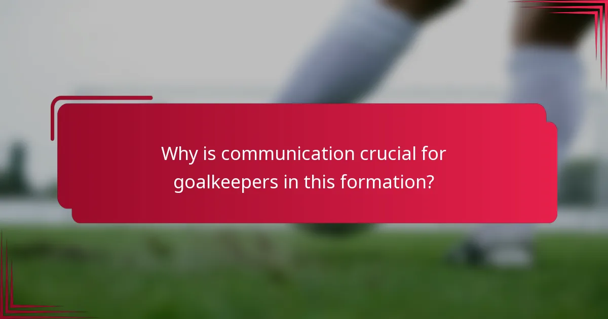 Why is communication crucial for goalkeepers in this formation?
